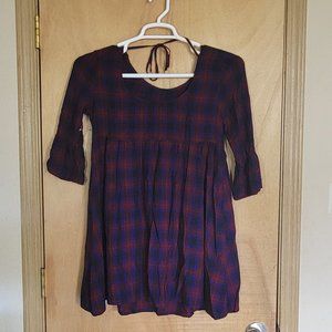 💚Arizona Jean Co Size M Plaid Babydoll Top